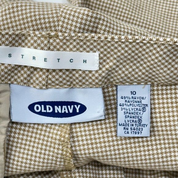 Old Navy Vintage Y2k Women Stretch Musthard Houndstooth Pants SZ10 Straight Leg - Picture 3 of 12